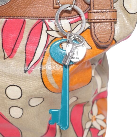 Fossil KeyPer Floral Coated Canvas Shoulder Bag with Keychains - Picture 3 of 12
